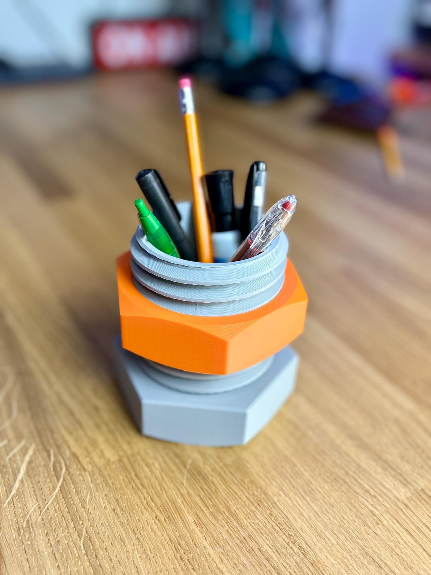 Nut Bolt Pencil Holder, creative desk organizer, industrial decor, perfect for office or home workspace!