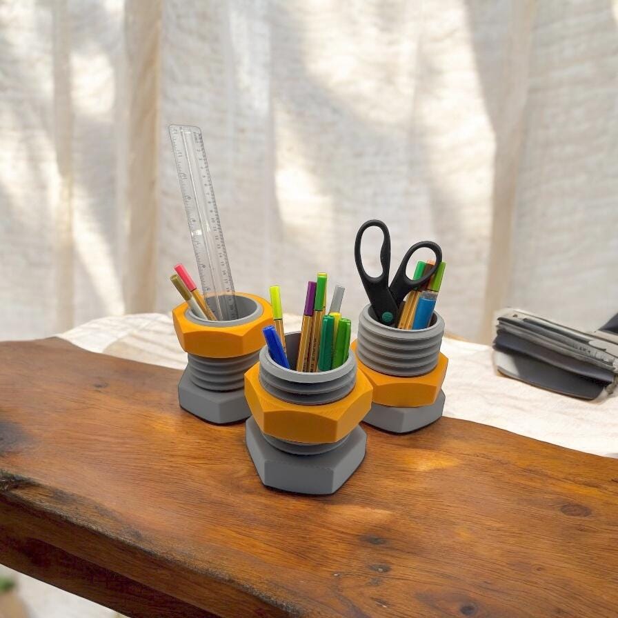 Nut Bolt Pencil Holder, creative desk organizer, industrial decor, perfect for office or home workspace!