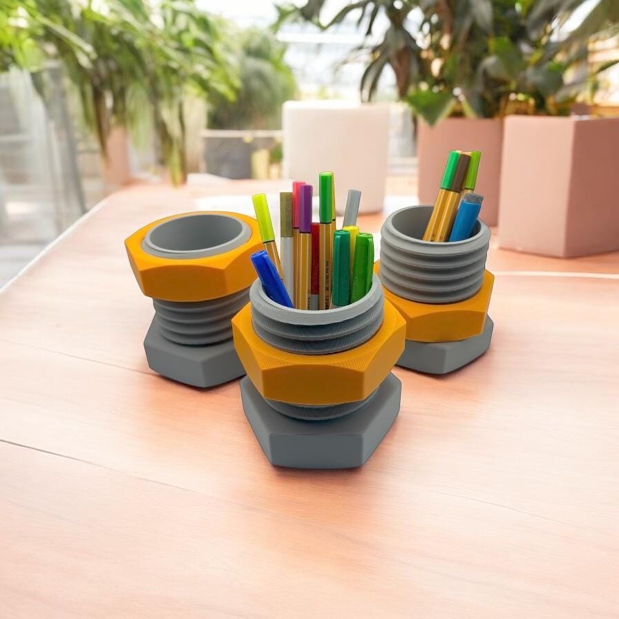 Nut Bolt Pencil Holder, creative desk organizer, industrial decor, perfect for office or home workspace!